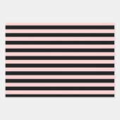 Moderne Schwarz-Weiß-Streifen und rosa Blume Geschenkpapier Set (Vorderseite 2)