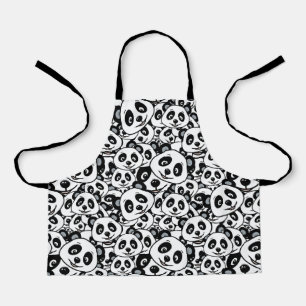Moderne Schwarz-Weiß Süße Panda-Bär-Muster Schürze