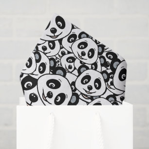 Moderne Schwarz-Weiß Süße Panda-Bär-Muster Seidenpapier
