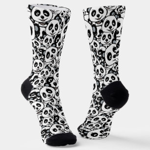 Moderne Schwarz-Weiß Süße Panda-Bär-Muster Socken