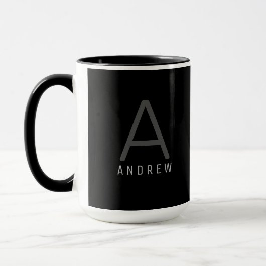 Moderne Schwarz-Weiß-Tasse für Mit Monogramm Kaffe Tasse (Links)