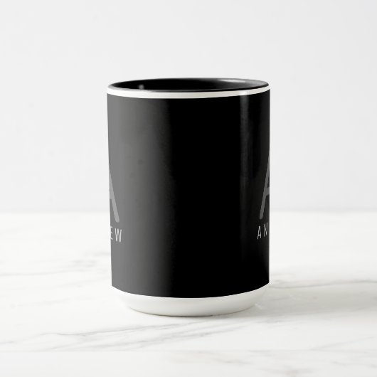 Moderne Schwarz-Weiß-Tasse für Mit Monogramm Kaffe Tasse (Zentrum)