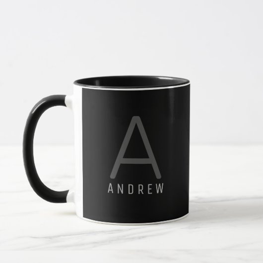 Moderne Schwarz-Weiß-Tasse für Mit Monogramm Kaffe Tasse (Links)