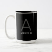 Moderne Schwarz-Weiß-Tasse für Mit Monogramm Kaffe Zweifarbige Tasse (Links)