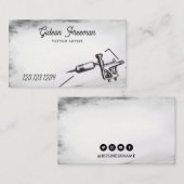 Moderne Schwarz-Weiß-Tattoo-Maschine Visitenkarte (Vorne/Hinten)