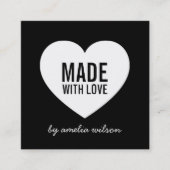 Moderne Schwarz-Weiß-Technik aus Liebe Herz Quadratische Visitenkarte (Vorderseite)