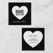 Moderne Schwarz-Weiß-Technik aus Liebe Herz Quadratische Visitenkarte (Vorne/Hinten)
