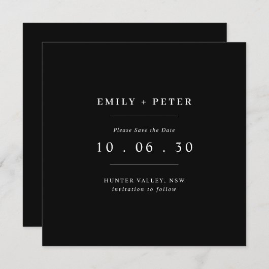 Moderne Schwarz-Weiß-Technik Save the Date Einladung (Vorne/Hinten)