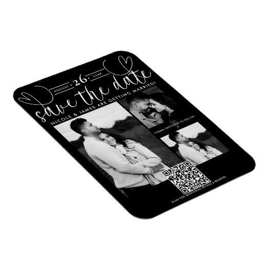 Moderne Schwarz-Weiß-Technik Save the Date Magnet (Rechte Seite)