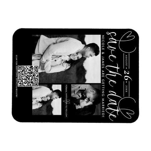 Moderne Schwarz-Weiß-Technik Save the Date Magnet (Horizontal)