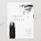 Moderne Schwarz-Weiß-Tinte Einladung zur Hochzeit (Vorne/Hinten)