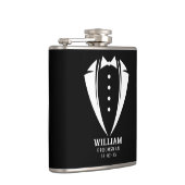 Moderne Schwarz-Weiß-Trauzeuge-Geschenke Flachmann (Rechts)