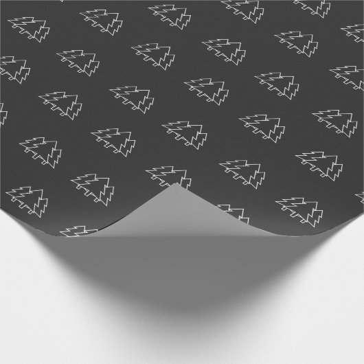 Moderne Schwarz-Weiß-Tree Icon-Muster Urlaub Geschenkpapier (Ecke)