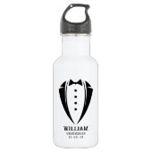 Moderne Schwarz-Weiß-Tuxedo-Trauzeuge-Geschenke Edelstahlflasche (Vorderseite)