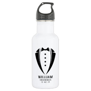 Moderne Schwarz-Weiß-Tuxedo-Trauzeuge-Geschenke Edelstahlflasche