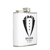 Moderne Schwarz-Weiß-Tuxedo-Trauzeuge-Geschenke Flachmann (Rechts)