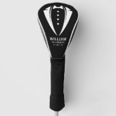 Moderne Schwarz-Weiß-Tuxedo-Trauzeuge-Geschenke Golf Headcover (Vorderseite)
