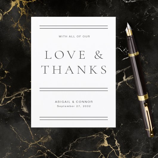 Moderne Schwarz-Weiß-Typografie Dankeskarte