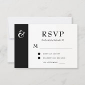 Moderne Schwarz-Weiß-Typografie-Hochzeit RSVP Karte (Vorderseite)