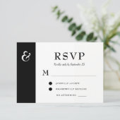 Moderne Schwarz-Weiß-Typografie-Hochzeit RSVP Karte (Stehend Vorderseite)