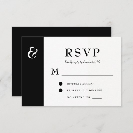 Moderne Schwarz-Weiß-Typografie-Hochzeit RSVP Karte (Vorne/Hinten)