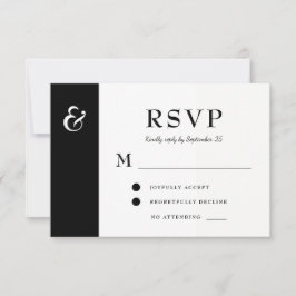 Moderne Schwarz-Weiß-Typografie-Hochzeit RSVP Karte
