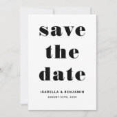 Moderne Schwarz-Weiß-Typografie-Hochzeit Save The Date (Vorderseite)