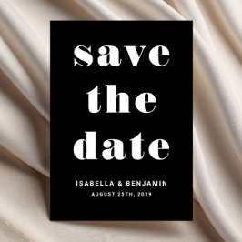 Moderne Schwarz-Weiß-Typografie-Hochzeit Save The Date
