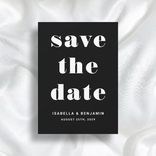 Moderne Schwarz-Weiß-Typografie-Hochzeit Save The Date