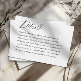 Moderne Schwarz-Weiß-Typografie - Hochzeitsdetails Begleitkarte