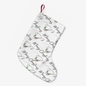Moderne Schwarz-Weiß-Typografie Kleiner Weihnachtsstrumpf (Vorderansicht (hängend))