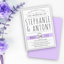 Moderne Schwarz-Weiß-Typografie-Lavendelhochzeit