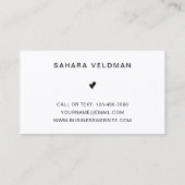 Moderne Schwarz-Weiß-Typografie Makeup-Künstler Visitenkarte (Rückseite)