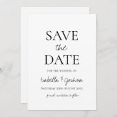 Moderne Schwarz-Weiß-Typografie Save the Date (Vorne/Hinten)