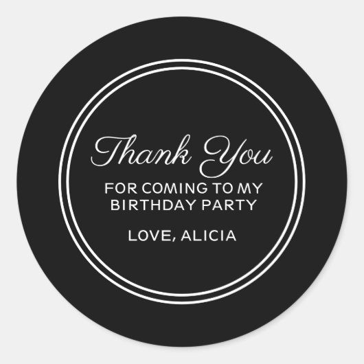 Moderne Schwarz-Weiß-Typografie Vielen Dank zum Ge Runder Aufkleber (Vorderseite)