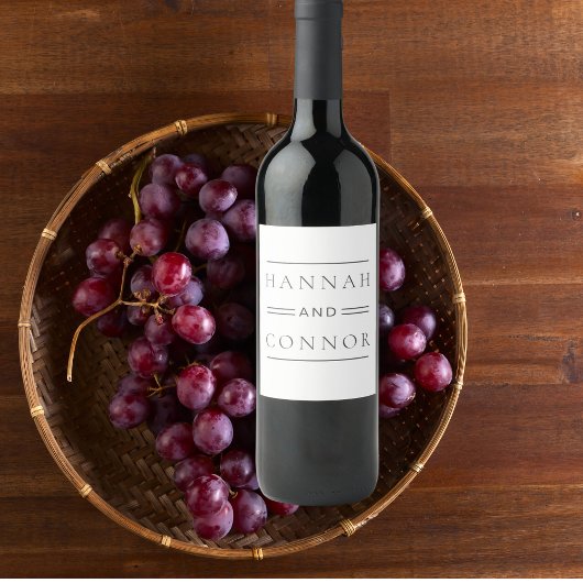 Moderne Schwarz-Weiß-Typografie Weinetikett