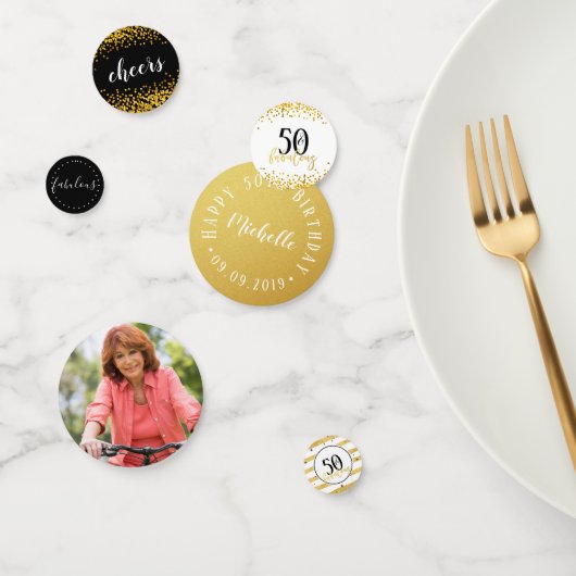 Moderne Schwarz-weiß und Gold 50 und fabelhaft Konfetti (Gruppe)