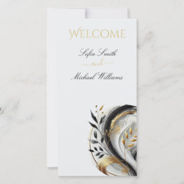 Moderne Schwarz-weiß- und Goldhochzeit, botanisch-