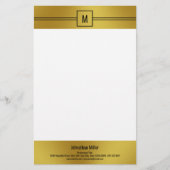 Moderne Schwarz-weiß- und Goldmonogramm-Vorlage Briefpapier (Vorderseite)