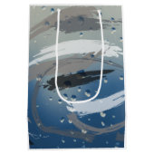 Moderne Schwarz, Weiß und Grau Pinselstrich Danke Mittlere Geschenktüte (Rückseite)