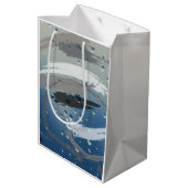 Moderne Schwarz, Weiß und Grau Pinselstrich Danke Mittlere Geschenktüte (Rückseite Schrägansicht)