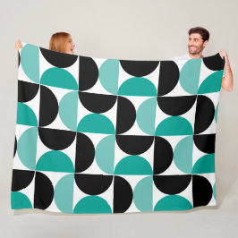 Moderne Schwarz-Weiß- und Mintfarbe aus der Mitte Fleecedecke