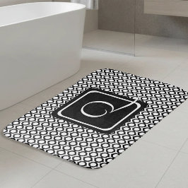 Moderne Schwarz-Weiß verbundene Ringe Monogramm Badematte