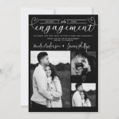 Moderne Schwarz-Weiß-Verlobung (Vorderseite)