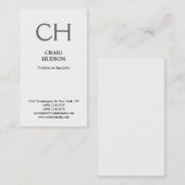 Moderne Schwarz-Weiß-Visitenkarte für Monogramm Visitenkarte (Vorne/Hinten)