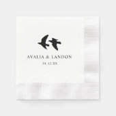 Moderne Schwarz-Weiß-Vögel-Hochzeit Serviette (Vorderseite)