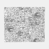 Moderne Schwarz-Weiß-Vögel-Muster Fleecedecke (Vorderseite (Horizontal))