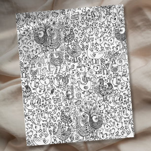 Moderne Schwarz-Weiß-Vögel Whimsical-Muster Fleecedecke