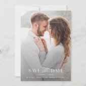 Moderne Schwarz-Weiß-Vollblut-Foto-Hochzeit Save The Date (Vorderseite)