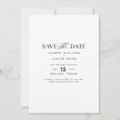 Moderne Schwarz-Weiß-Vollblut-Foto-Hochzeit Save The Date (Rückseite)